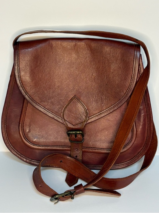 Handbags - Vintage Brown Leather Crossbody Great Seal of the State of Oklahoma Saddle Bag